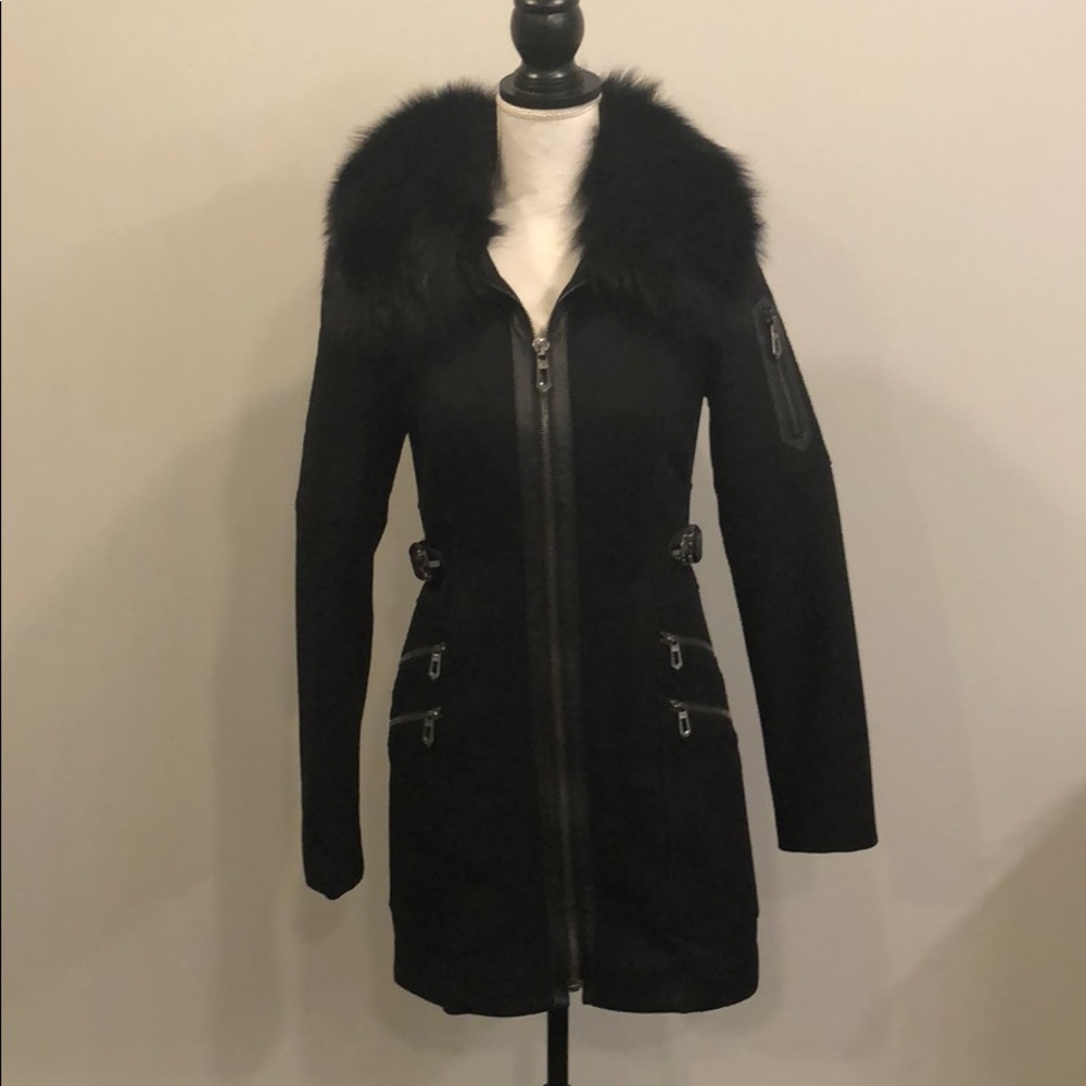 Faith Connexion Wool Coat With Fox Fur